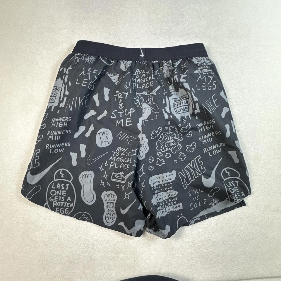 Nike Shorts Mens Medium Air Nathan Bell Graffiti Print Reflective Lined AT7807 - Image 2 of 4