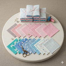 150pcs Polka Dots Posies Pre cut charm pack 5" squares 100 cotton fabric 25