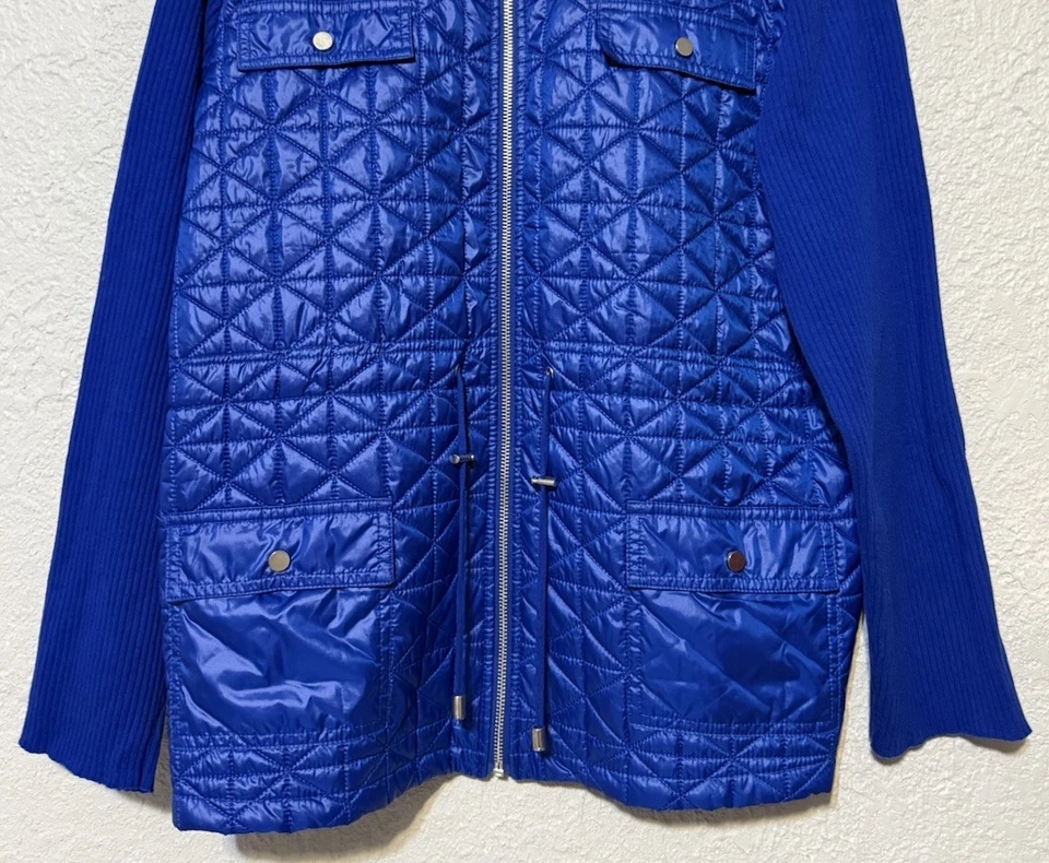 Chicos 3 Azul Tejido y Acolchado Puffer Chaqueta Cremallera Completa Chaqueta Ligera Se Ajusta a L/XL Foto 3 de 4