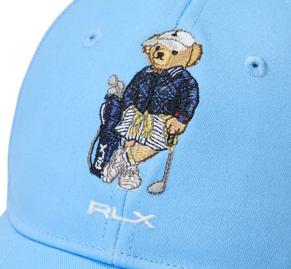 全新带标签 罕见 100% 正品 Ralph Lauren 高尔夫熊 RLX 通风蓝色帽子/帽子 — 第 3/3 张图片