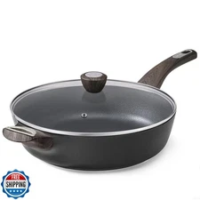 SENSARTE Nonstick Frying Pan Skillet with Lid, 12 Inch Large Deep