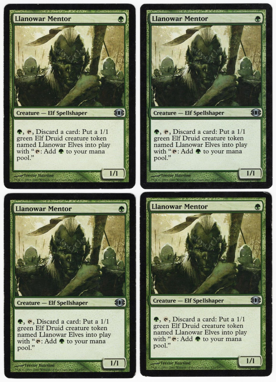 Llanowar Mentor x4 4x 2007 Future Sight PLAYSET Green Unc Creature MTG LP AZ2