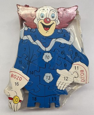 Vtg 1997 Bozo the Clown wooden puzzle double side letters/numbers sealed Harmon