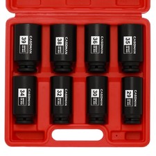 CASOMAN 1/2-Inch Drive Deep Spindle Axle Nut Impact Socket 8 PCS 