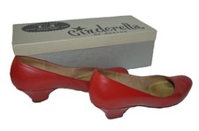 CINDERELLA Deb Red Lea Kid KITTEN HEEL SHOES Size 5 Narrow