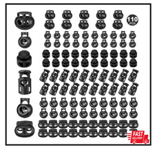 110Pcs Plastic Cord Locks for Drawstrings, Clips, Spring Toggle Stoppers 6 Size