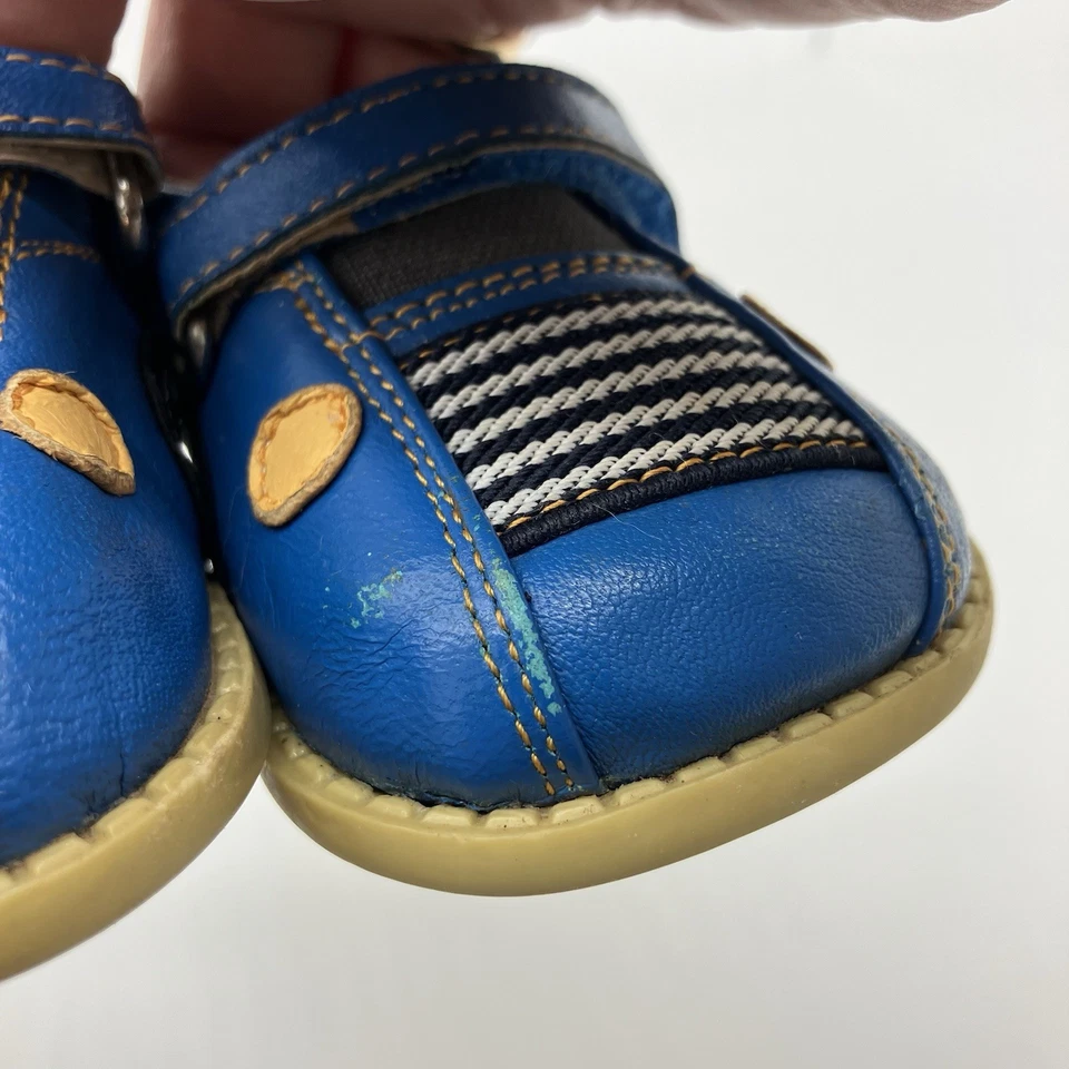 Zapatos de cuero Livie & Luca azul coche talla 5 niño caprichoso libro de cuentos boutique Foto 2 de 4