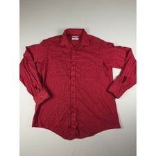 Vintage American Edition Mens Large Red Black Striped Button Down Shirt USA Made