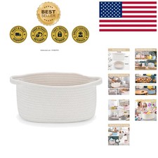 Elegant 13" Round Cotton Rope Gift Basket - Ideal for Nursery  Baby Showers