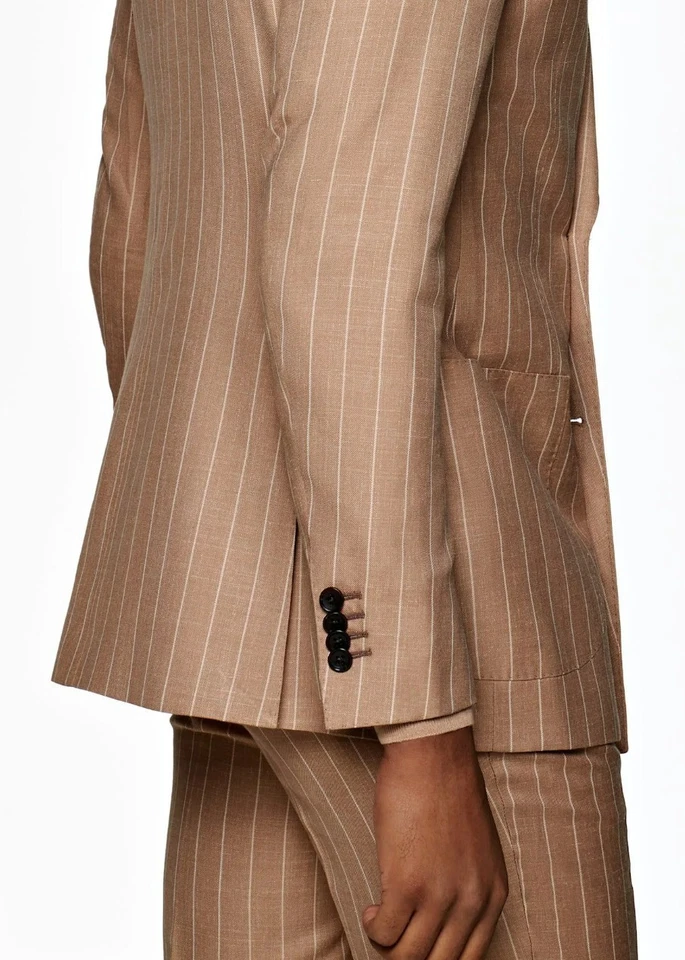 SUITSUPPLY Mid Brown Stripe Havana Suit Double Breasted Peak Lapel EU54 UK US 44 - Image 4 of 4