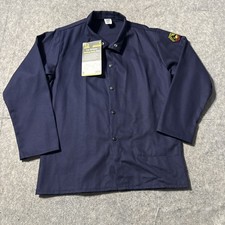 Black Stallion FR Welding Jacket Mens Small NWT Navy Blue 9 Oz Scribe Pocket