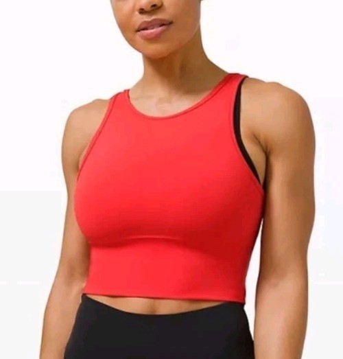 Lululemon Power Pivot Cropped Tank Top Women’s 8/10 Love Pink Punch Reversible