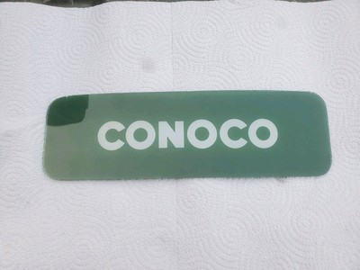 11'' X 3-1/4'' Conoco Gas Pump Glass Curved Green Background Fuel Station 