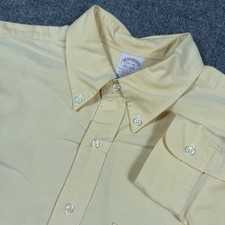 Vintage Brooks Brothers Dress Shirt 17.5-34 Yellow Supima Cotton 1818 Made USA