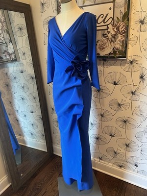 CHIARA BONI La Petite Robe V-Neck Ruched Bodycon  Maxi Dress Gown S