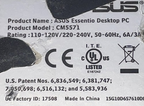 ASUS Essentio Desktop CM5571 Intel Pentium Parts only - Picture 8 of 11