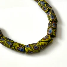 9 Fancy Green Venetian Millefiori Glass African Trade Beads