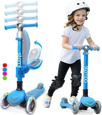 Stompa Kids Kick Scooter 3-Wheel Light Up Adjustable & Foldable for Boys Girl...