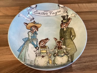 Royal Stafford Ostern Fayre Keramik Schale Schale viktorianisch gekleidet Hase Kaninchen