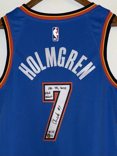 Chet Holmgren "NBA Debut Oct 25, 2023" Signed Nike Thunder Jersey BAS USASM 3/25
