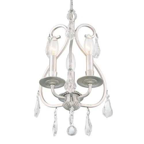 Crystorama Ashton 10"W Olde Silver 3-Light Mini Chandelier - Picture 6 of 8
