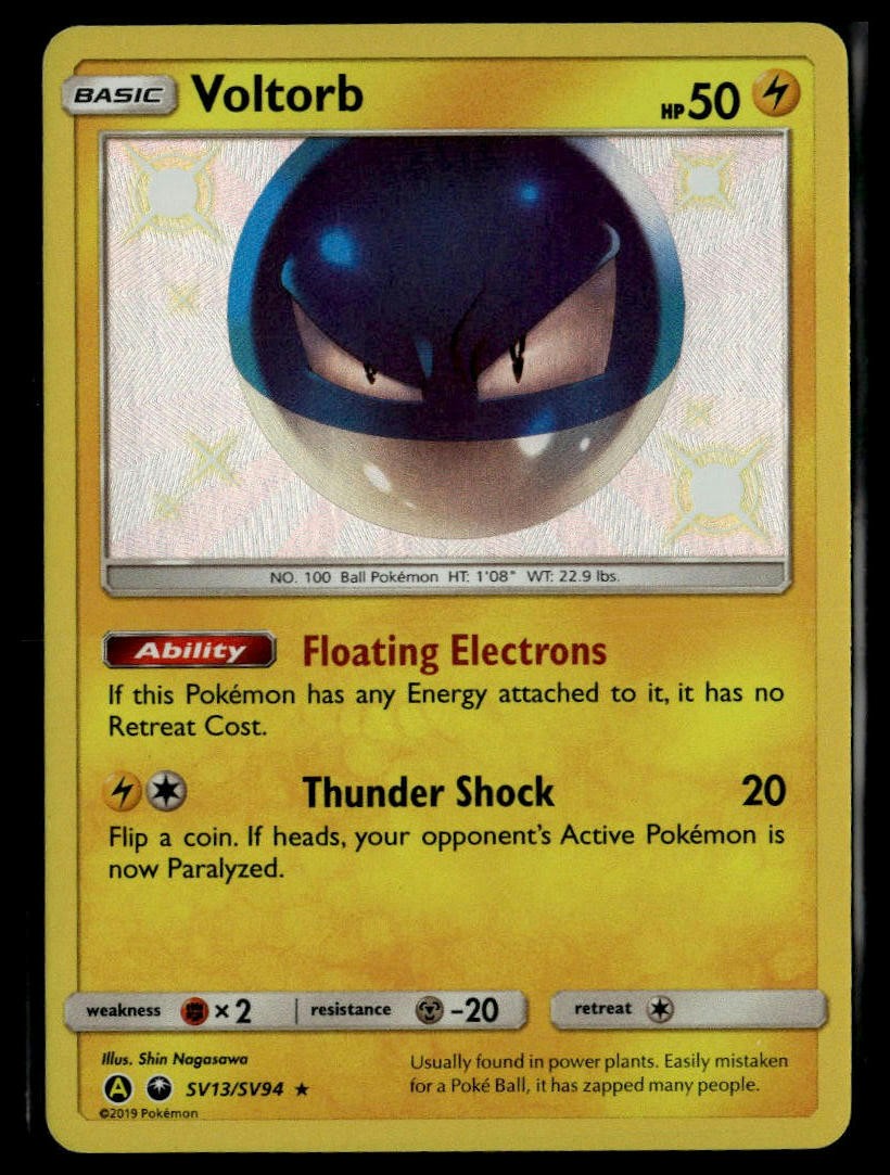 Voltorb Pokemon TCG Hidden Fates Shiny Vault SV13/SV94 Shiny Holo Rare