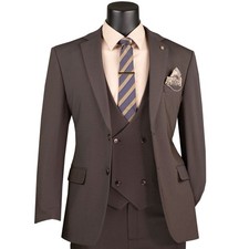 BIG  TALL Men's Brown 3pc Super Stretch Suit w/ Flex Waist - Washable NWT