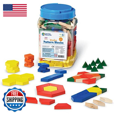 Learning Resources Wooden Pattern Blocks - Educational Toys And Tangram Puzzle