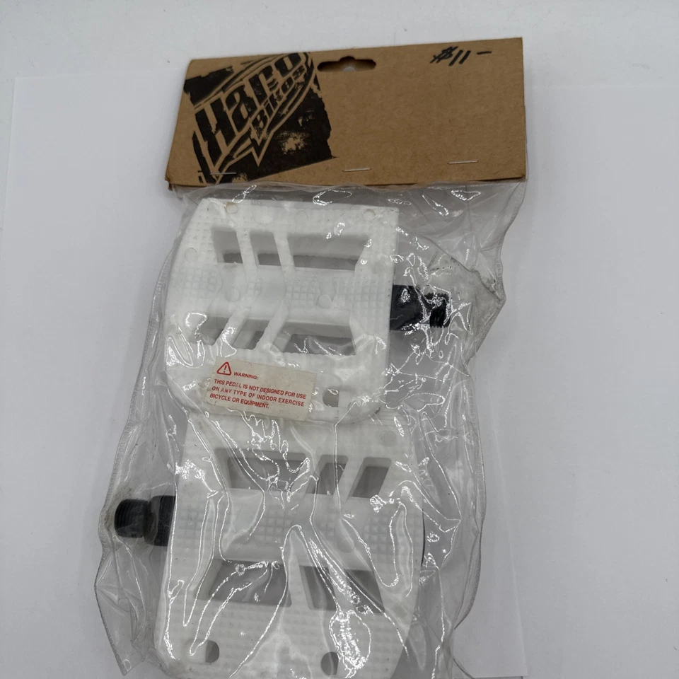 Pedales blancos BMX Haro Mid School NOS, 9/16” 1997 nuevos en paquete plataforma Foto 4 de 4