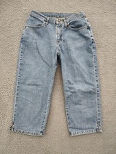 Riders By Lee Capri Jeans Womens 8 Light Wash High Rise Relaxed Stretch Denim