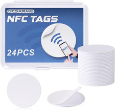 24PCS NFC Tags, NFC Stickers White Blank NFC Tag Cards with Adhesive, N215 Chip,