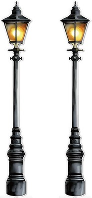 Honoson 2 Pcs 6' Tall Mardi Gras Lamp Post Cardboard Cutouts Large Black 