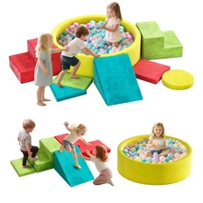 8-Piece Foam Climbing Blocks with Ball Pit for Toddlers 1-3, Soft Play Toddle...