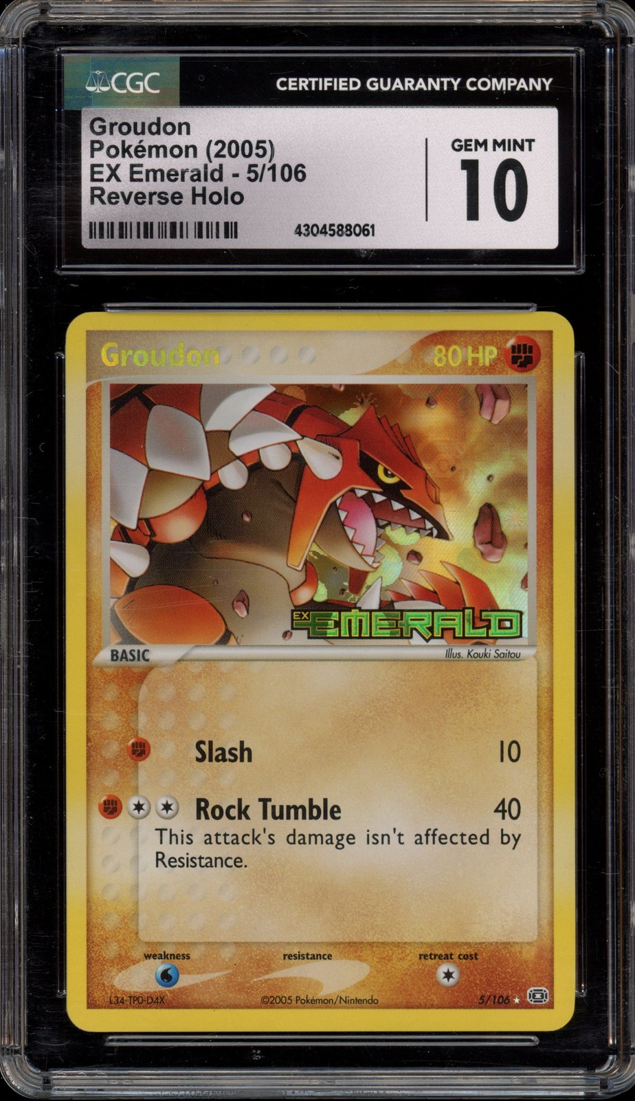 Pokemon Groudon EX Emerald Reverse Holo Rare #5 CGC 10 Gem Mint