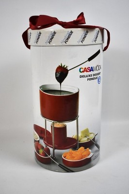CASAMODA Nesting Deluxe Dessert Fondue Set Red in Box 