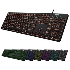 Backlit USB Wired Full Size Keyboard with Media Hotkey for PC and Laptop