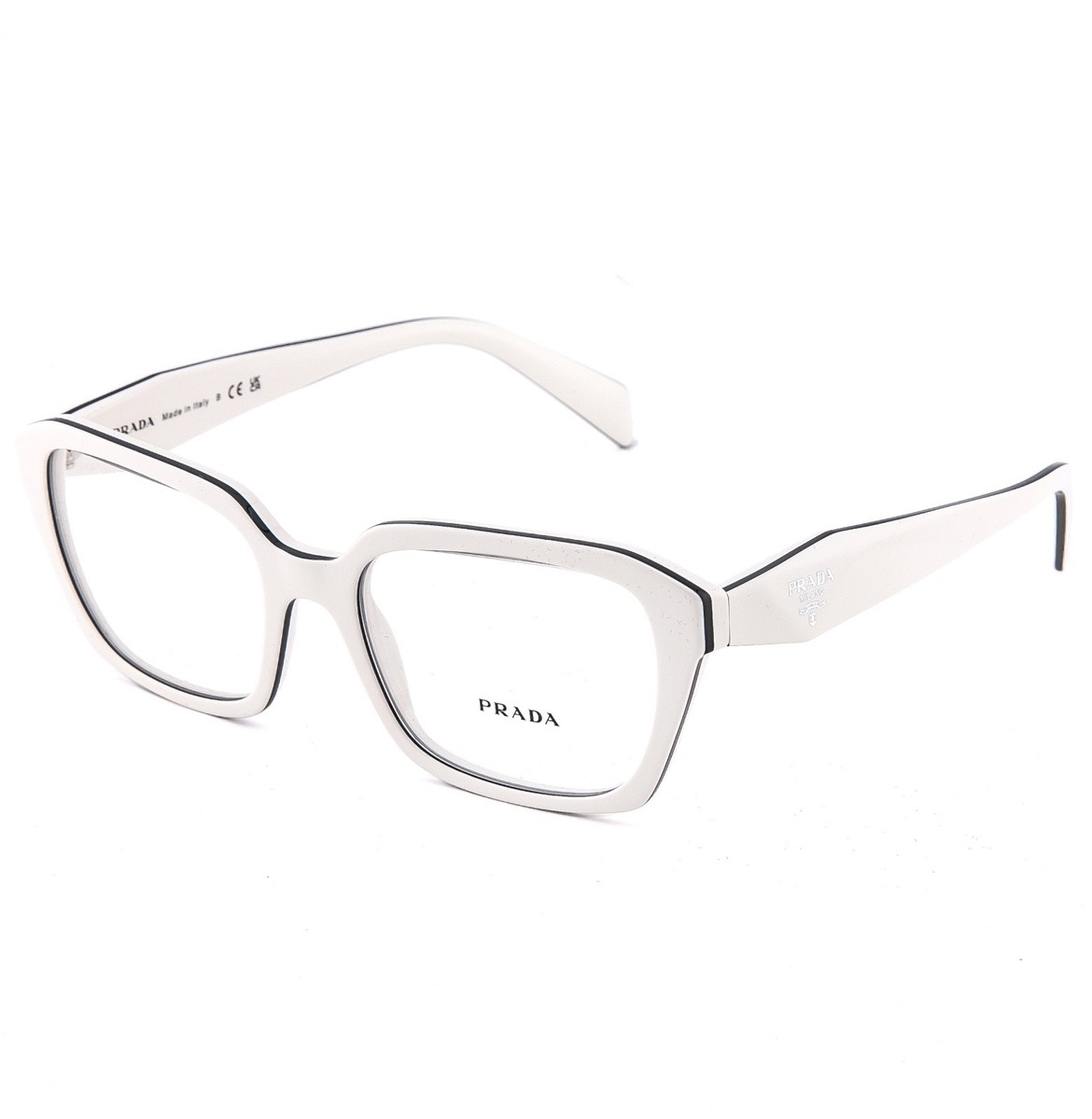 PRADA SYMBOLE PR14ZV White Black Line Triangle Eyeglass Optical