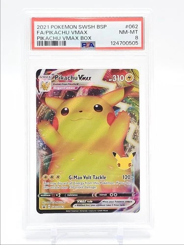 PIKACHU VMAX 2021 POKEMON SWSH VMAX BOX BLACK STAR PROMO SWSH062 PSA 8 Q0465