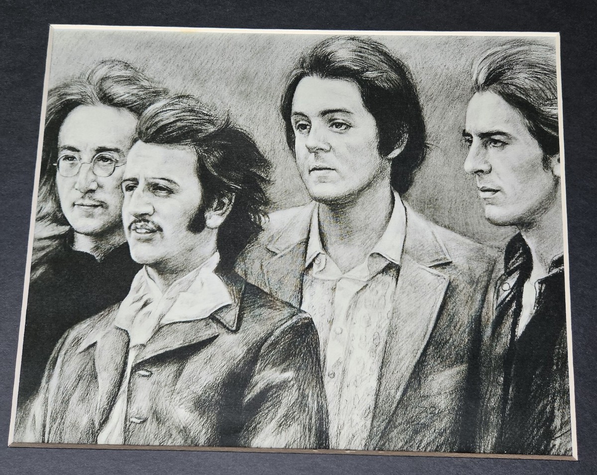 Rare* The BEATLES SKETCH PRINT ART PICTURE 7.5