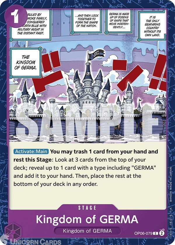 OP06-079 Kingdom of GERMA : Common English One Piece TCG Card : PRB01: One Piece