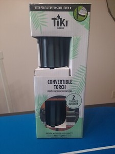 TIKI Brand 2-Pack Easy Install 64 inch TIKI Torch Retro Stripe Metal Gray