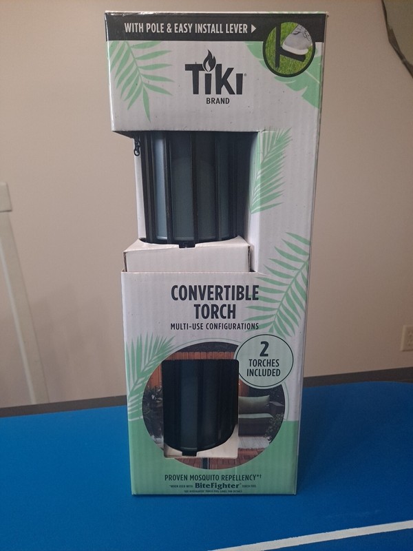 TIKI Brand 2-Pack Easy Install 64 inch TIKI Torch Retro Stripe Metal Gray
