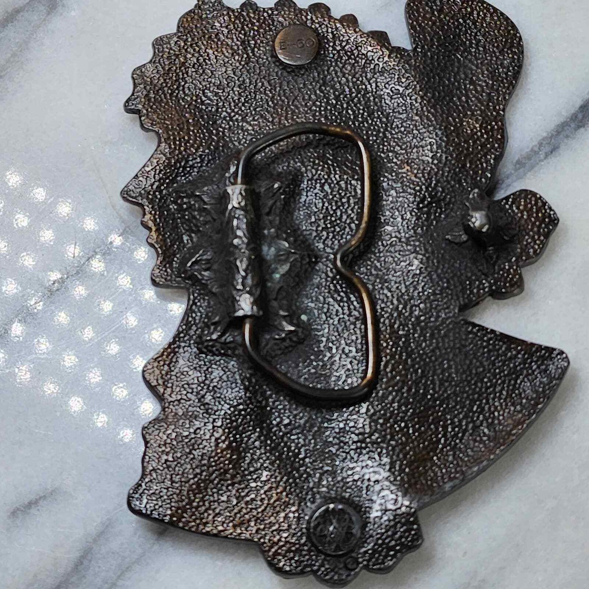 Vintage 1970s Alphonse Mucha Bergamot Brass Works Gypsy Boho Belt Buckle Vintage 1970s Alphonse Mucha Bergamot Brass Works Art  main image 2