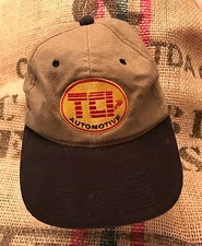 Vintage TCI Automotive Trucker Hat Amapro, Baseball Cap, Retro, Tan and Black