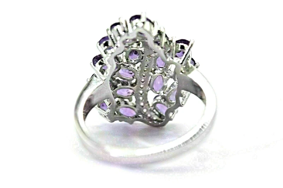 Silver Ring Amethyst Genuine Natural Mined Gems Solid Sterling Size R 1/2 US 9 - Image 4 of 4