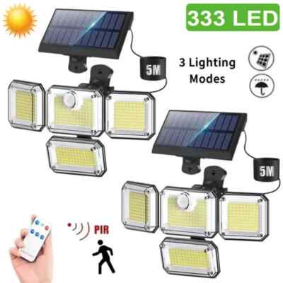 2PCS x 333 LED Solar Lights Outdoor Waterproof Motion Sensor Security Wall Lamp