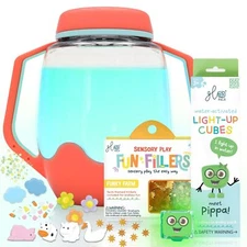Glo Pals Sensory Play Pack Bundle with Sensory Play Jar, Light-Up Cubes, & Fu...