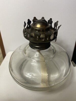 Vintage Clear Glass Kerosene Oil Lamp Base With Burner