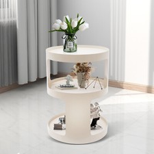 3-Tier White Round End Table Small Coffee Table Nightstand for Living Room USA