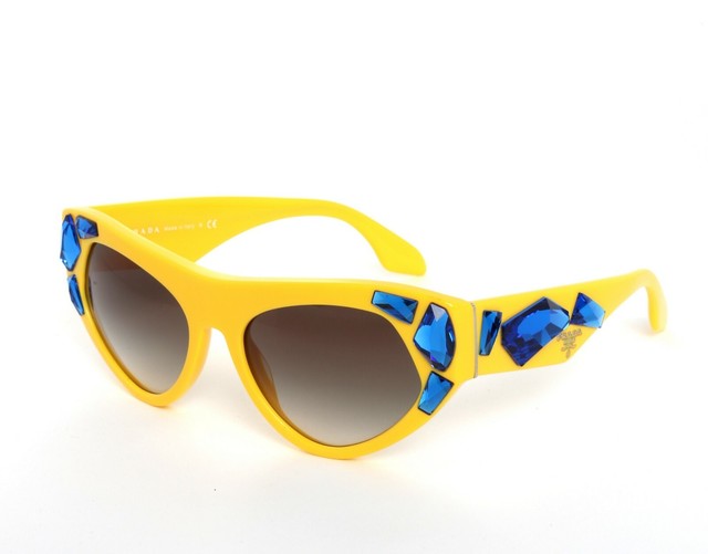 Prada Yellow SPR 21Q Crystal Embellished Cat Eye Sunglasses 0915 eBay